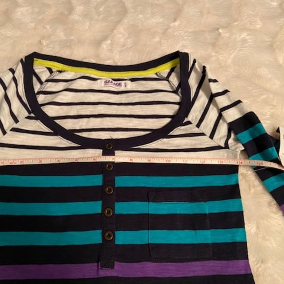 Garage Striped Henley Top Ladies Junior Size XS NWT - Picture 4 of 10